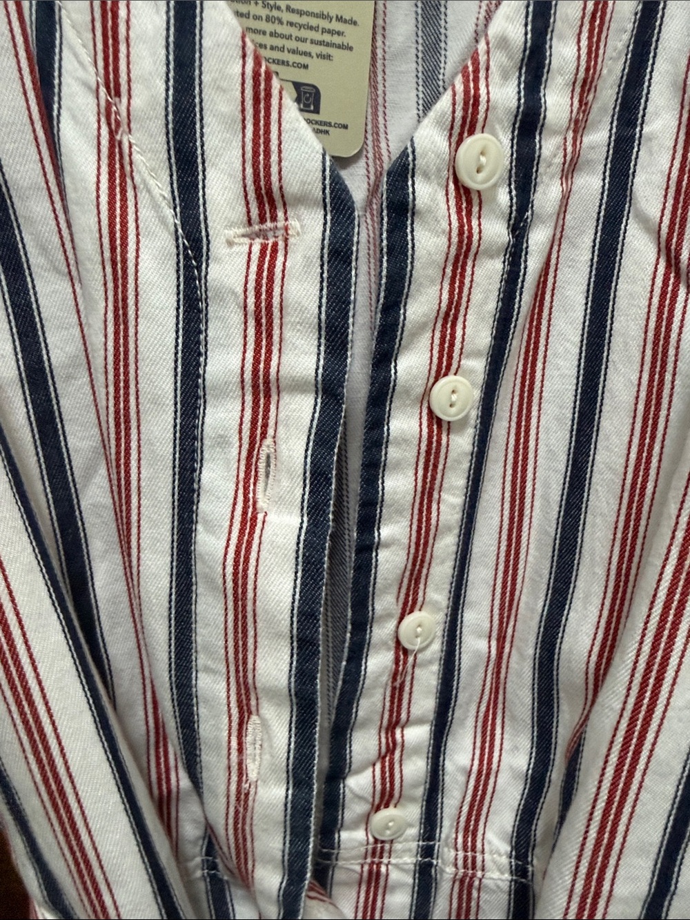 Dockers Striped Midi Dress with pockets in White, Red & Blue - Picture 7 of 10